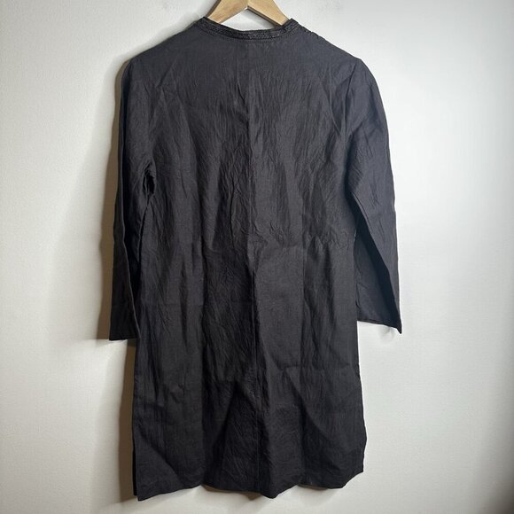 Comptoir Des Cotonniers Brown Linen Tunic Dress EU 40 US 8 Embroidered Boho - Picture 6 of 13